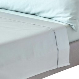 Rackhams Organic 400 TC Egyptian Cotton Sateen Flat Sheet - Duck Egg Blue - Double - thumbnail 1
