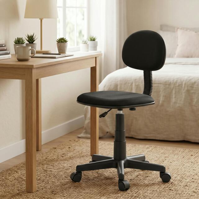 Rackhams Armless Office Chair with Adjustable Height, 360 Swivel Wheels, Black - image 1