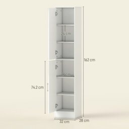 Rackhams Tall Bathroom Cabinet with Mirror, High Gloss White - Bathroom floor cabinet - Particle board - High gloss white - thumbnail 4