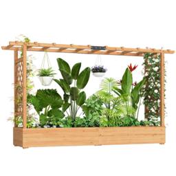 Rackhams Raised Bed for Garden with Trellis, 200 x 44 x 113.5 cm, Natural - thumbnail 2