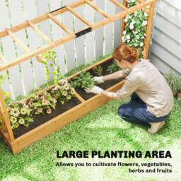 Rackhams Raised Bed for Garden with Trellis, 200 x 44 x 113.5 cm, Natural - thumbnail 4