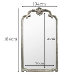 Rackhams Palazzo Full Length Vintage Silver Arched Mirror 184cm x 104cm - Silver - thumbnail 2