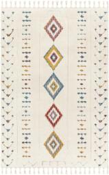 Rackhams Lofty-Shaggy Ivory Yellow Blue Vintage Boho Plush Soft Pile Fringe Rug - 80 x 220 cm - thumbnail 3