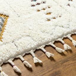 Rackhams Lofty-Shaggy Ivory Yellow Blue Vintage Boho Plush Soft Pile Fringe Rug - 80 x 220 cm - thumbnail 4