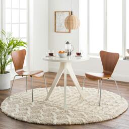 Rackhams Urban Shag-Geometric Cream Beige Soft Plush Pile Rug - 160cm_diameter - thumbnail 1