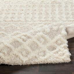 Rackhams Urban Shag-Geometric Cream Beige Soft Plush Pile Rug - 160cm_diameter - thumbnail 5