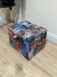 Rackhams Multicolour Damask Small Coffee Table Ottoman with Storage – Premium Chesterfield Style - thumbnail 3