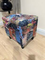Rackhams Multicolour Damask Small Coffee Table Ottoman with Storage – Premium Chesterfield Style - thumbnail 1