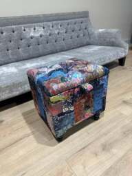 Rackhams Multicolour Damask Small Coffee Table Ottoman with Storage – Premium Chesterfield Style - thumbnail 4