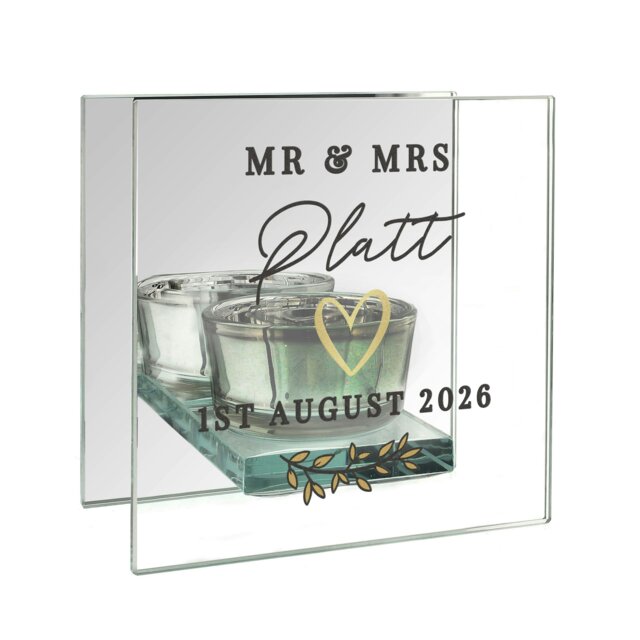 Rackhams Personalised Wedding Mirrored Tealight Holder - image 1
