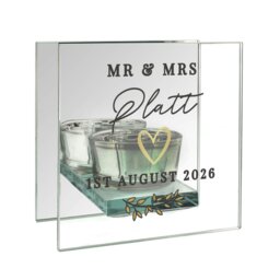 Rackhams Personalised Wedding Mirrored Tealight Holder - thumbnail 1
