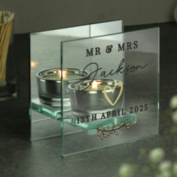 Rackhams Personalised Wedding Mirrored Tealight Holder - thumbnail 2