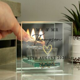 Rackhams Personalised Wedding Mirrored Tealight Holder - thumbnail 4