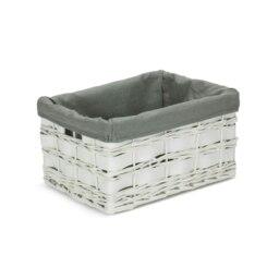 Rackhams Whitewash Grey Lined Scandi Storage Basket - Set of 4 - thumbnail 3