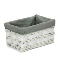 Rackhams Whitewash Grey Lined Scandi Storage Basket - Set of 4 - thumbnail 4