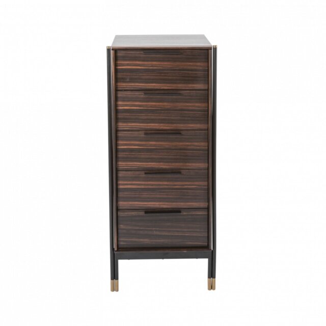 Rackhams Bali Tallboy 5 Drawer Narrow Chest - Ebony / Grey - Ebony / Grey - image 1