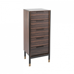 Rackhams Bali Tallboy 5 Drawer Narrow Chest - Ebony / Grey - Ebony / Grey - thumbnail 2