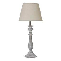Rackhams Dunum Column Linen Table Lamp (UK Plug) - White - 44cm x 13cm x 13cm - White - 100% Mixed