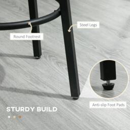 Rackhams Bar Stools, Set of 2 Kitchen Breakfast Stools with Sturdy Steel Frame, Industrial Tall Bar Chairs, 65cm High Seat, Rustic Brown - thumbnail 5