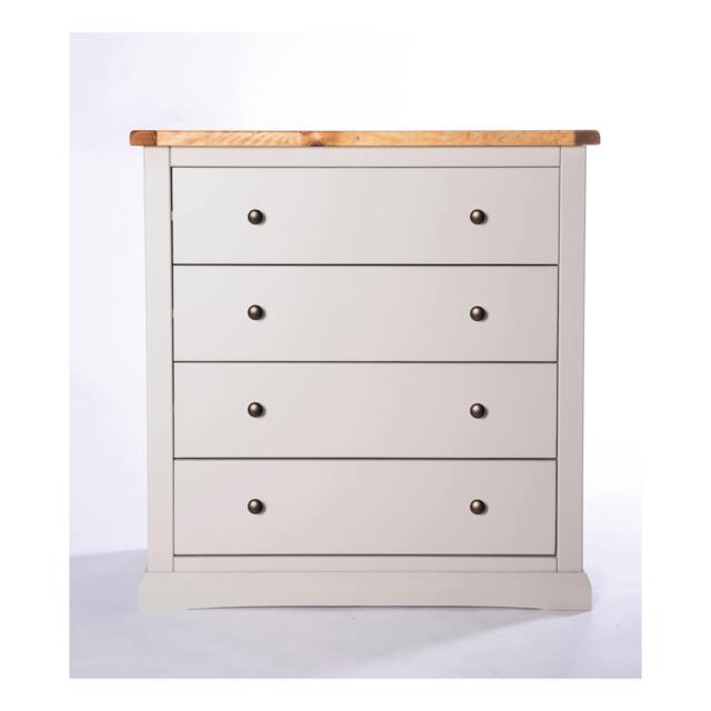 Rackhams Loreo 4 Drawer Chest of Drawers Brass Knob - Light Grey - image 1