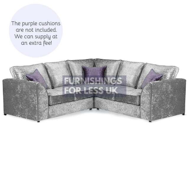 Rackhams Ferguson / Crystal Crushed Velvet Full Back Corner Sofa - Silver - image 1