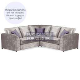 Rackhams Ferguson / Crystal Crushed Velvet Full Back Corner Sofa - Silver - thumbnail 4