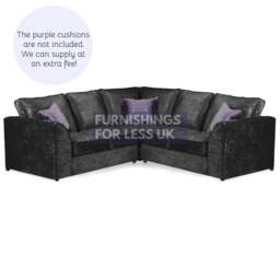 Rackhams Ferguson / Crystal Crushed Velvet Full Back Corner Sofa - Silver - thumbnail 3