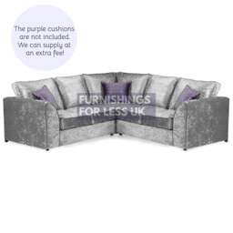 Rackhams Ferguson / Crystal Crushed Velvet Full Back Corner Sofa - Silver - thumbnail 1