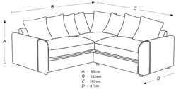 Rackhams Ferguson / Crystal Crushed Velvet Full Back Corner Sofa - Silver - thumbnail 2
