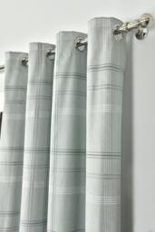 Rackhams Printed Check Boutique Eyelet Curtain - Green - (117cm x 183cm - 8 Eyelets) - thumbnail 4
