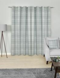 Rackhams Printed Check Boutique Eyelet Curtain - Green - (117cm x 183cm - 8 Eyelets) - thumbnail 2
