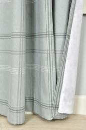 Rackhams Printed Check Boutique Eyelet Curtain - Green - (117cm x 183cm - 8 Eyelets) - thumbnail 3