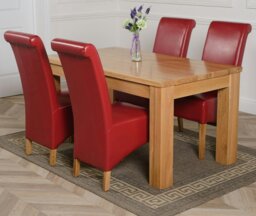 Rackhams Dakota Medium Oak Dining Table with Montana Leather Chairs - 4 chairs - Black - thumbnail 5