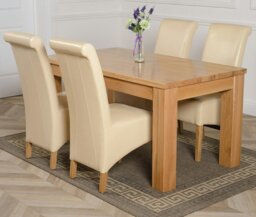 Rackhams Dakota Medium Oak Dining Table with Montana Leather Chairs - 4 chairs - Black - thumbnail 2