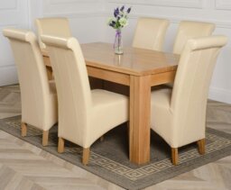 Rackhams Dakota Medium Oak Dining Table with Montana Leather Chairs - 4 chairs - Black - thumbnail 3