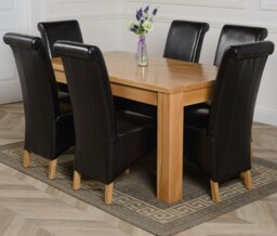 Rackhams Dakota Medium Oak Dining Table with Montana Leather Chairs - 4 chairs - Black - thumbnail 4