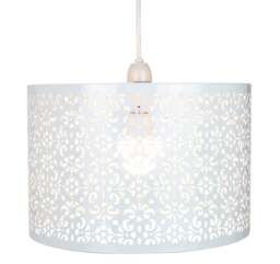 Rackhams Marrakech Designed White Metal Pendant Light Shade with Floral Decoration - thumbnail 2