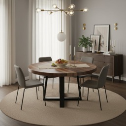 Rackhams Walnut Round Dining Table - 130cm - thumbnail 2