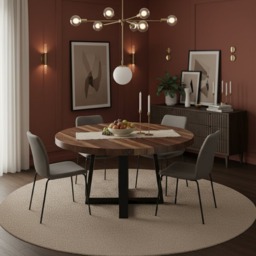 Rackhams Walnut Round Dining Table - 130cm - thumbnail 6