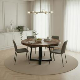 Rackhams Walnut Round Dining Table - 130cm - thumbnail 5