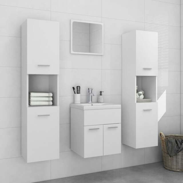 Rackhams Bathroom Furniture Set White Engineered Wood