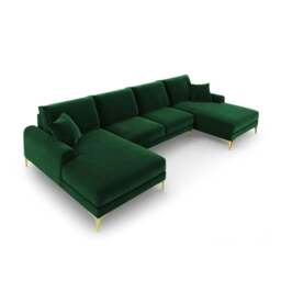 Rackhams Monroe Plush U-Shaped Corner Sofa with Gold Legs - Cream - thumbnail 3