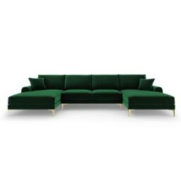 Rackhams Monroe Plush U-Shaped Corner Sofa with Gold Legs - Cream - thumbnail 5