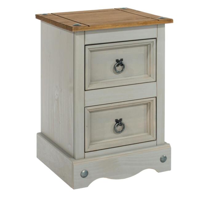 Rackhams Corona 2-Drawer Petite Bedside Cabinet - grey wax - image 1