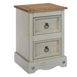Rackhams Corona 2-Drawer Petite Bedside Cabinet - grey wax - thumbnail 1