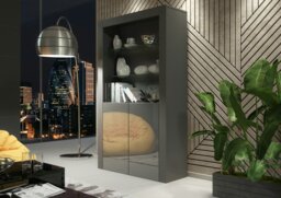 Rackhams Tall Display Cabinet 170cm Oak Matt Body and White Gloss Doors – Modern Open Shelving Unit (Copy) (Copy) - Matt Body & Gloss Doors - 170 - Full assembly required. - thumbnail 5
