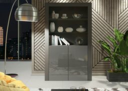 Rackhams Tall Display Cabinet 170cm Oak Matt Body and White Gloss Doors – Modern Open Shelving Unit (Copy) (Copy) - Matt Body & Gloss Doors - 170 - Full assembly required. - thumbnail 6