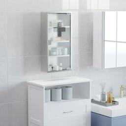 Rackhams 4 Tier Stainless Steel Wall Mounted Medicine Cabinet Glass Lockable Door Storage Shelves Houseware Bathroom Furniture 60Hx30Wx12D(cm) w/2 Keys - thumbnail 2