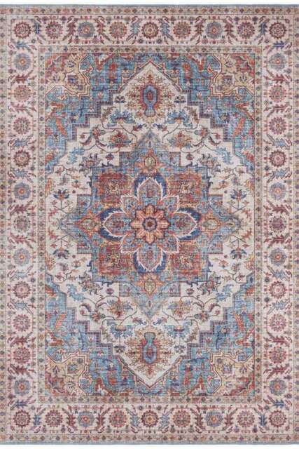 Rackhams Oriental Anthea Blue Rug Medallion Design - 120X160 cm