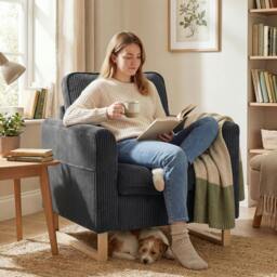Rackhams Armchair with Metal Legs and Spring - Dark Grey